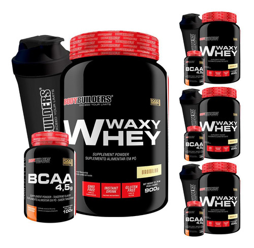 Combo Galera: 4x Whey 900g Bau+ 4x Bcaa 100g+4x Coq. - Bb