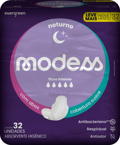 Absorvente Noturno C/abas Modess 32 Un