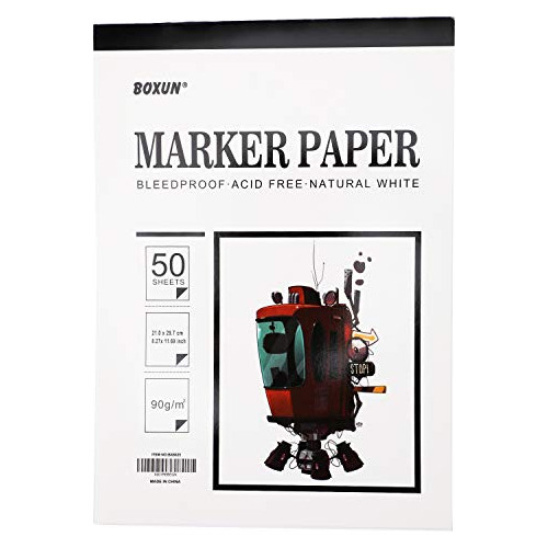 Premium 50 Hojas Sketch Marker Paper Pad, Bleedproof Ar...