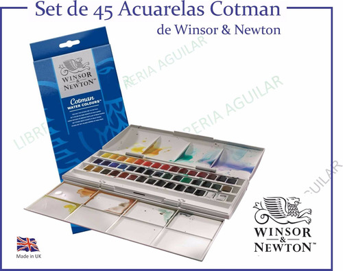 45 Acuarelas Pastilla Cotman Winsor & Newton Estuche Caja