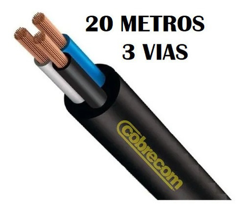 20 Metros Cabo Pp 3x1,5 -fio Flexível 3 Vias 1,5mm Cobrecom