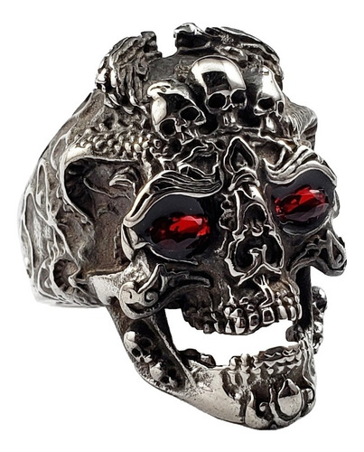 Anillo Calavera Inframundo Acero Inoxidable Hombre Mujer Aju