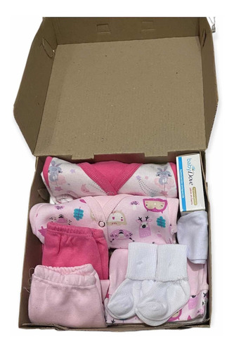 Imagen 2 de 3 de Ajuar Nacimiento 12piezas Bebe Algodon Set Caja Regalo