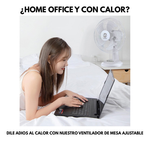 Ventilador De Mesa 16 Pulgadas Ajustable Oscilatorio 5 Aspas 36 Cm 50 Blanco Blanco Plástico 5