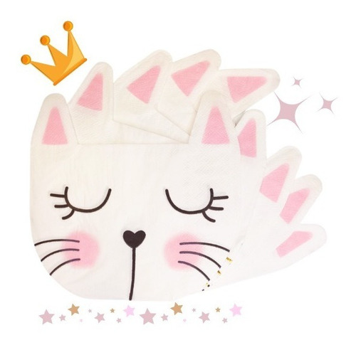 Servilletas De Papel Gatita Kitty Rosa Impresas Descartables