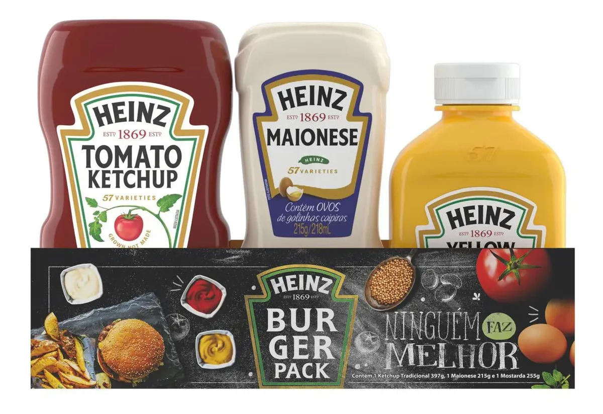 Kit Hamburguer Heinz - Ketchup 397g + Maionese 215g + Mostarda 255g
