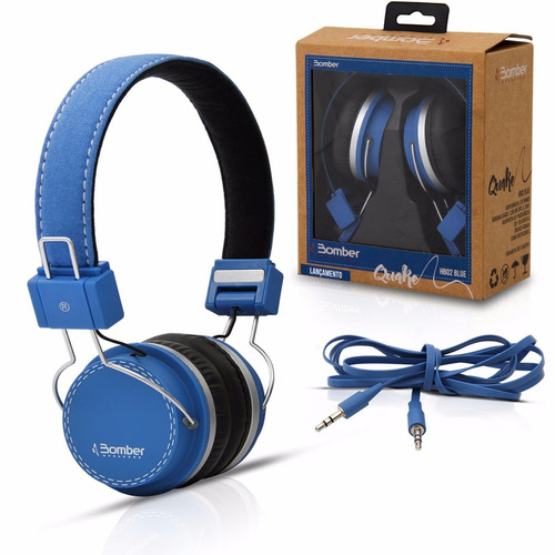 Headphone Fone De Ouvido Bomber Azul Hb02 Quake Blue