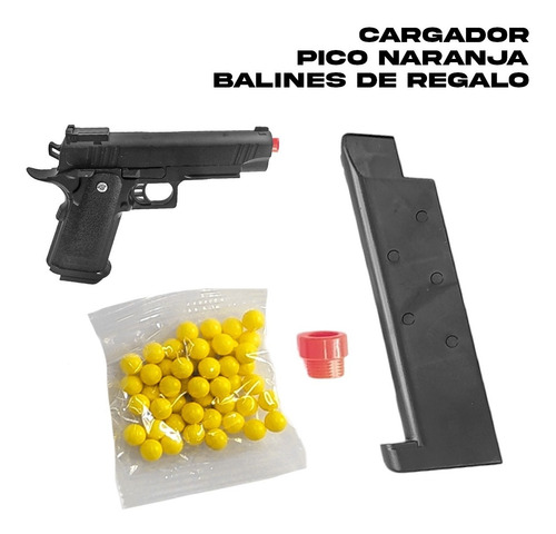 Imagen 4 de 10 de Pistola Airsoft Ops Black 6 Mm Replica Metalica Vigor