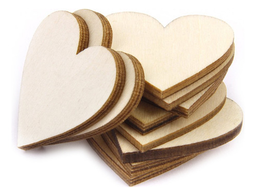 Discos De Madera En Forma De Corazón En Blanco De 50 Unidade