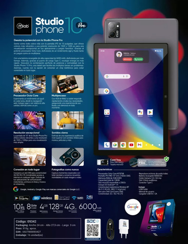 Tablet 10 4g Wifi, Bluetooth, Telefono Sim,doble Cámara Pro