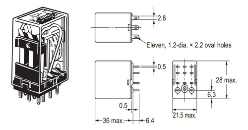 Relevador Encapsulado Omron My3n-j 12vdc 11 Pines Con Base