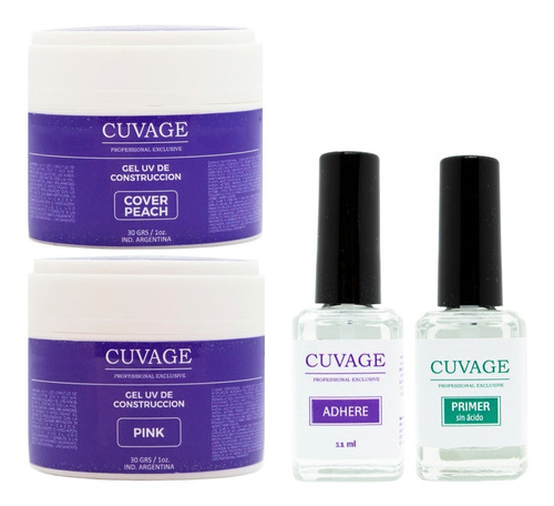 Cuvage X2 Gel Uv Construcción + Adhere + Primer S/acido Uñas