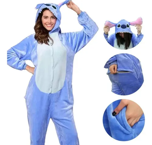 Pijama Macacao Kigurumi Adulto Feminino Plush Peluciado