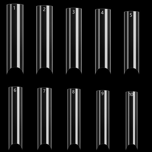 500 Puntas De Uñas Postizas Transparentes Extra Largas Con C