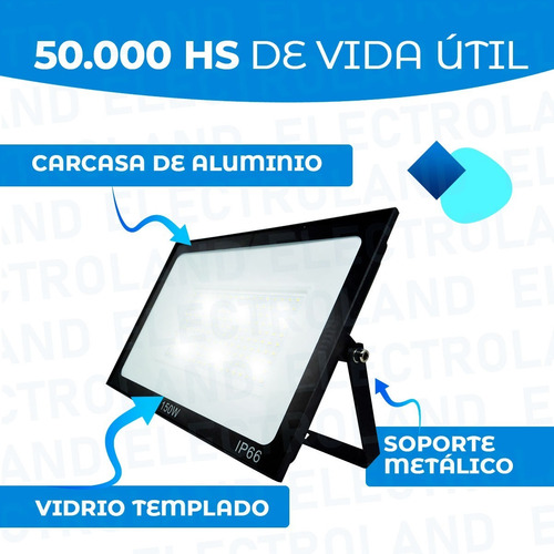 Imagen 4 de 10 de Reflector Led Blanco 150w Ip66 Bajo Consumo Alta Potencia