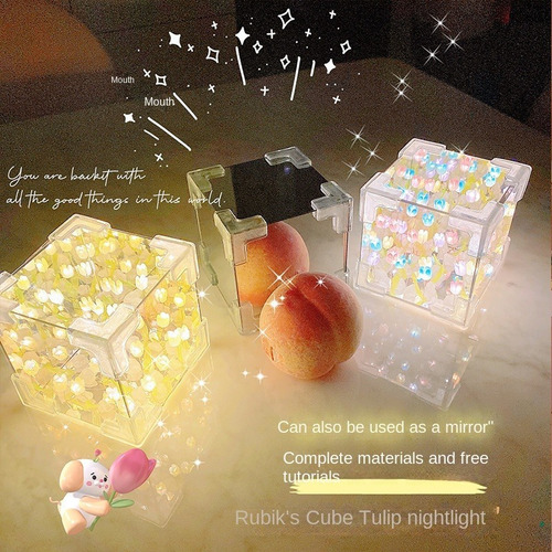 Día De La Madre Diy Tulipán Cubo Luz Espejo
