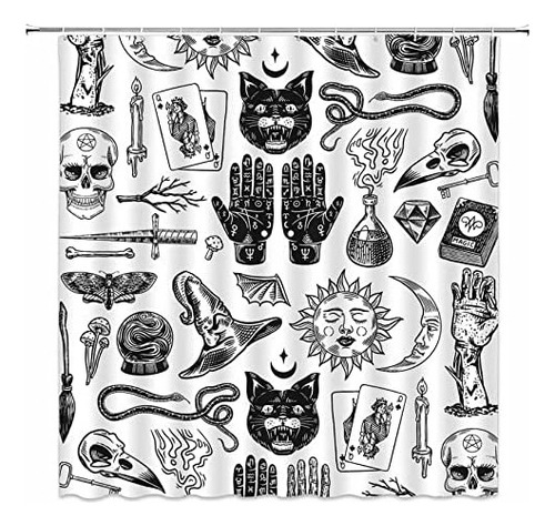 C Cortina De Ducha De Halloween Tarot Gótico Boho Palmistry