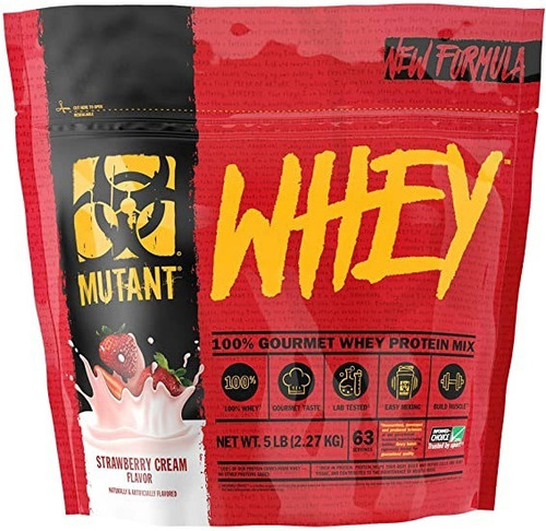 Imagen 2 de 2 de Suplemento en polvo Mutant Whey Whey proteína sabor crema de fresa en sachet de 2.27kg