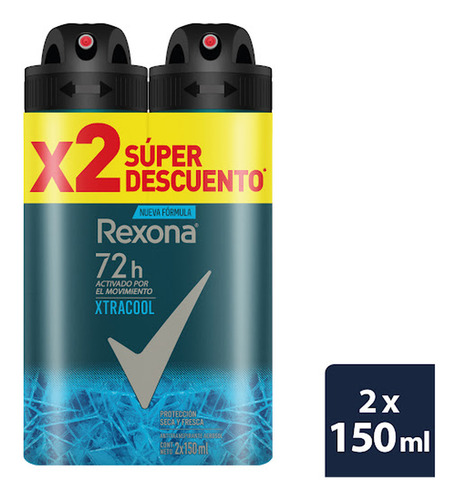 Desodorante Rexona Aerosol Xtracool 150 Ml X 2 Und