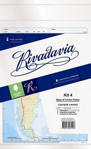 Rivadavia 8920 Mapas N°5 Físico Político Kit 4 X5