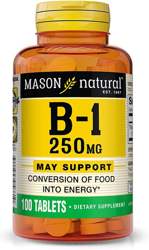 Vitamina B1 Tiamina 250mg (100 Capsulas) Hecho En Usa