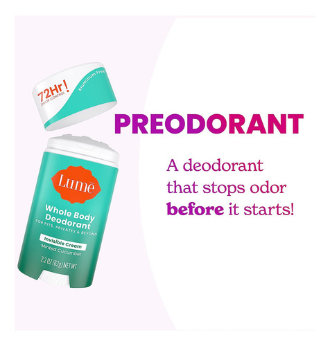 Lume Whole Body Deodorant - Stick Invisible De Crema - Contr