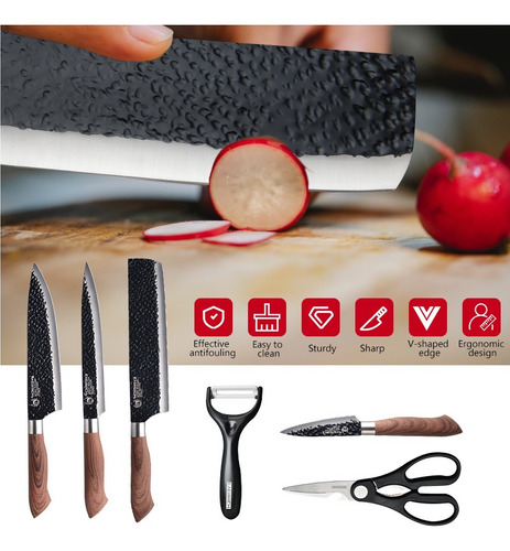 Juego De Cuchillos 6 Pz Cocina Acero Inoxidable Y Pelado