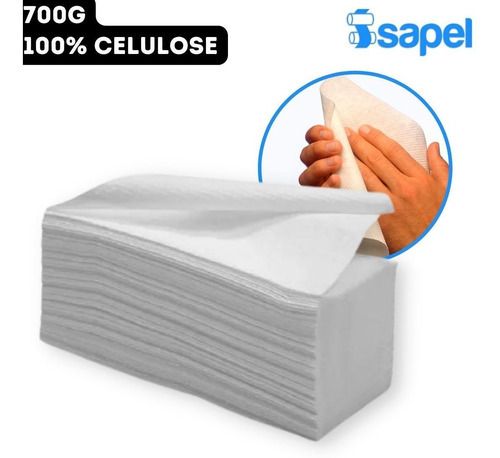 700g Papel Toalha Interfolha 2 Dobra Celulose Isapel 20x21cm