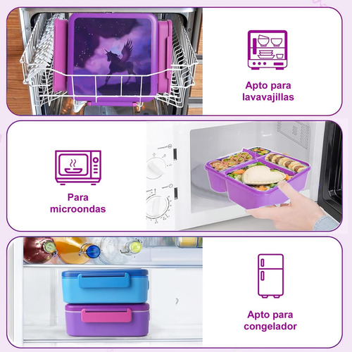 A Bento Box Para Niños, Azul, 4 Compartimentos, Aislado