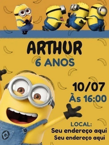 Convite Digital De Aniversário - Minions E Shrek