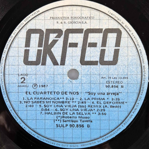 El Cuarteto De Nos - Soy Una Arveja (1987) Uruguay - Vinilo Estándar (Usado)