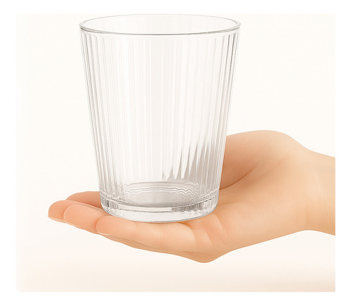 Set X 6 Vasos De Vidrio Texturado Dakota Elegantes Modernos Color Trasparente