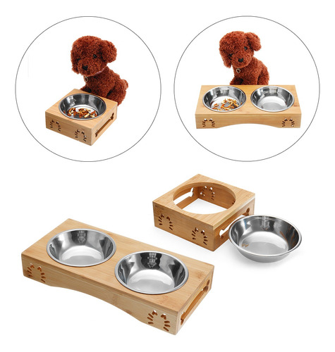 Acero Inoxidable Durable Doble Pet Bowl Tazones Perro Gato A