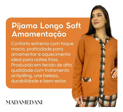 Pijama Longo Americano Blogueira Aberto Botões Amamentar