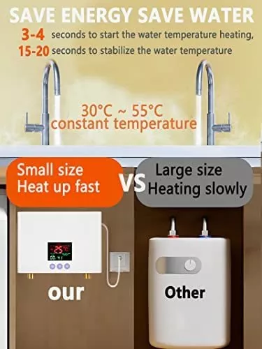 Calentador de agua instantáneo sin tanque – Mini calentador de agua  eléctrico de 3000 W – Calentadores de agua para debajo del fregadero bajo  demanda