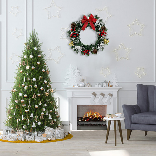 Corona De Navidad Artificial Para Puerta De Entrada, 16 PuLG