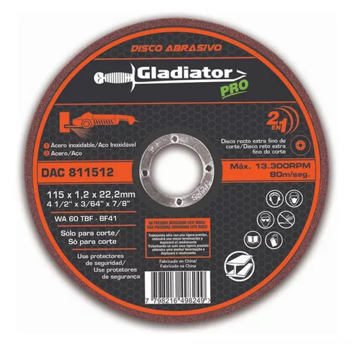 10 De Corte Para Amoladora 115 X Gladiator -