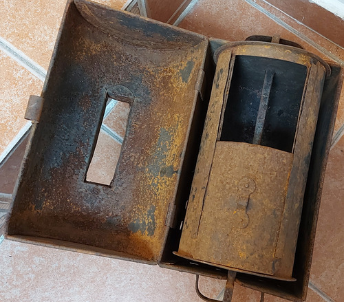 Antiguo Tostador De Café Oxidado Maniveladecoración Completo (Usado)