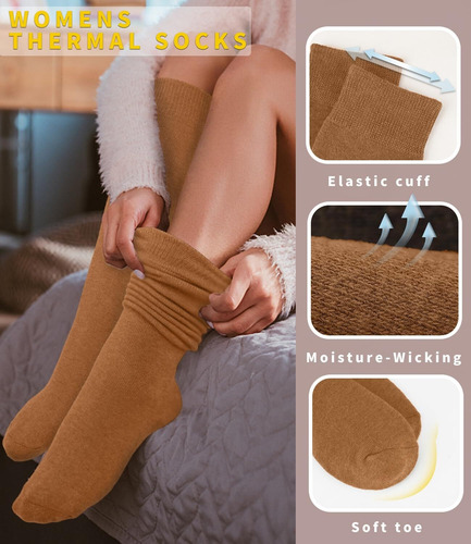 Calcetines Térmicos Hasta La Rodilla De Algodón Para Mujer