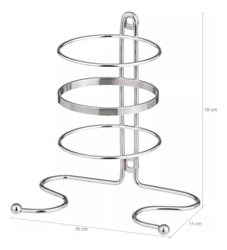 Suporte Para Secador De Cabelos Fixar Parede Aço Cor Prateado