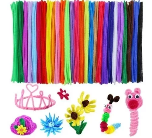 100 CHELINES UNICOLOR PARA MUÑECOS DECORATIVO ESCOLAR LIMPIA PIPAS