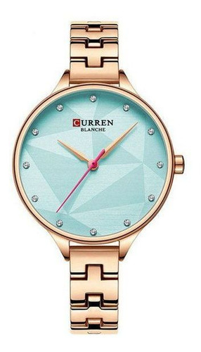 Relógio Dourado Prateado Barato Curren Feminino Mod C9047l