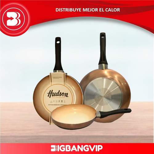 Imagen 3 de 6 de Set X3 Sarten Ceramica Antiadherente Hudson 20cm 24cm 28cm