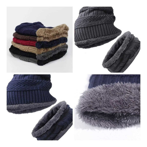Gorro Bufanda Cuello Unisex Invierno Frío Color Negro Talla Unitalla