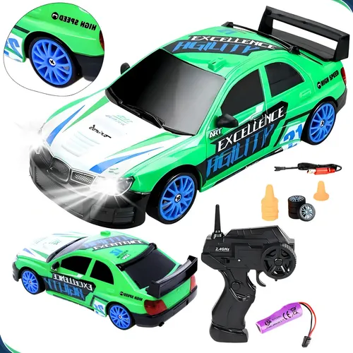 Carro Controle Remoto Rally Drift Subaru Bateria Recarregável Verde Carrinho Brinquedo