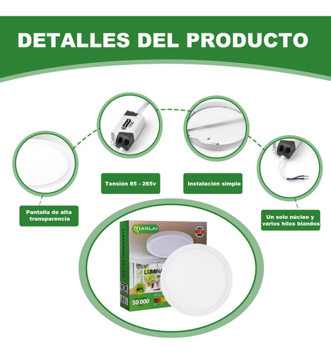 Lampara Led De Sobreponer 18w Plafón 10 Piezas Color Blanco
