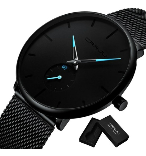 Relógio Masculino Crrju Original Com Pulseira Preta De Luxo