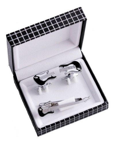 Set Colleras + Prendedor De Corbata Guitarra Electrica