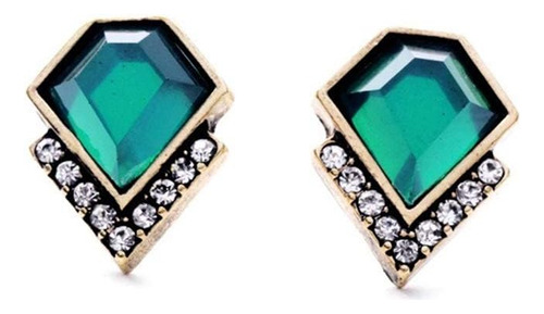 Pendientes De Diamantes De Imitación De Color Verde Esmerald