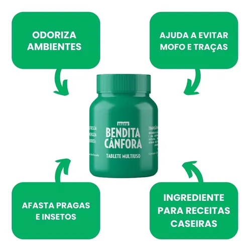 Bendita Cânfora Refinada Pote com 30 Tabletes Multiuso Bravir Casa: imagem 5